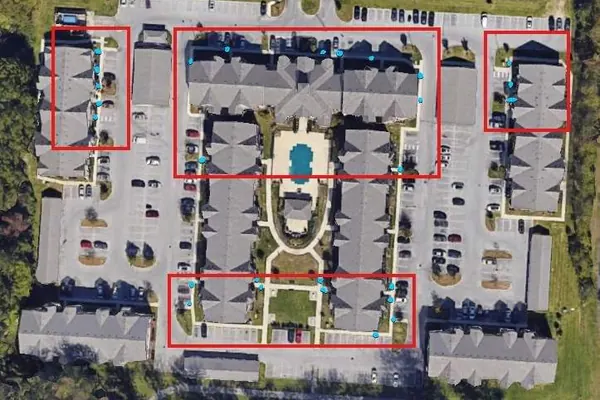 Newark, Ohio construction and renovation Aerial site markup of a multifamily property for construction and renovation services in Newark, Ohio
