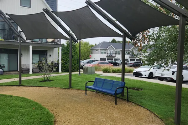 Grove City, Ohio construction and renovation Outdoor shade canopy at a multifamily community for construction and renovation services in Grove City, Ohio